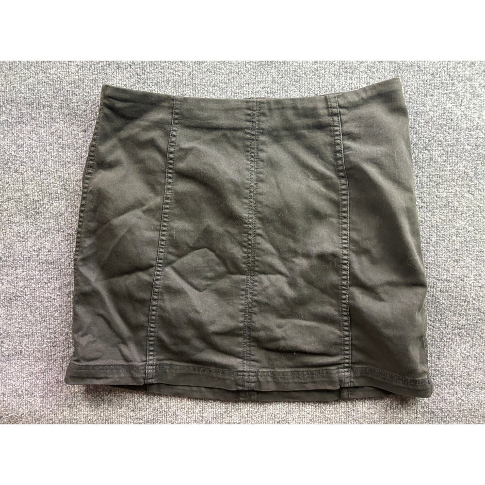 Free People Mini Skirt Women Size 12 Gray High Waisted Seamed Stretch Zip Back